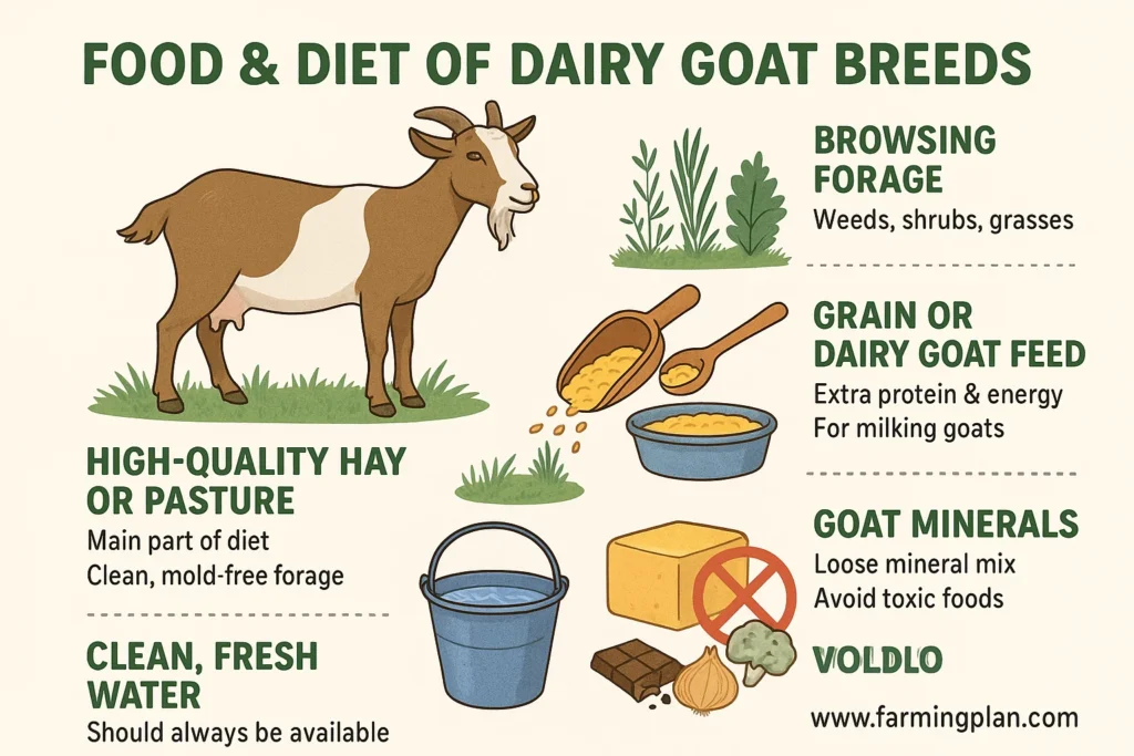 food & diet of dairy goat breeds