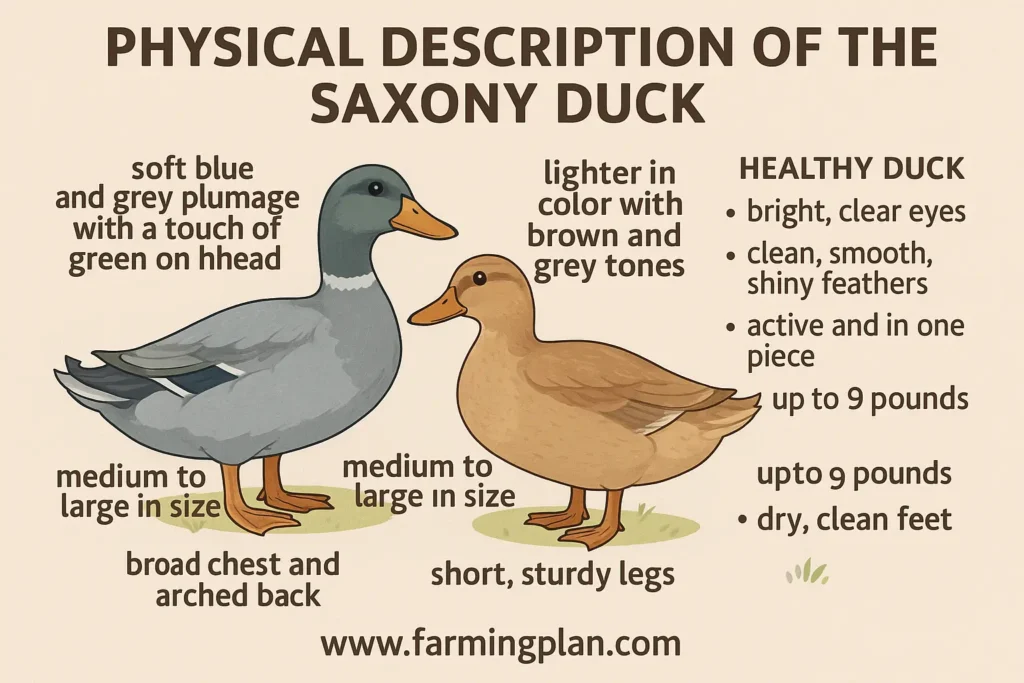 Physical Description of the saxony duck