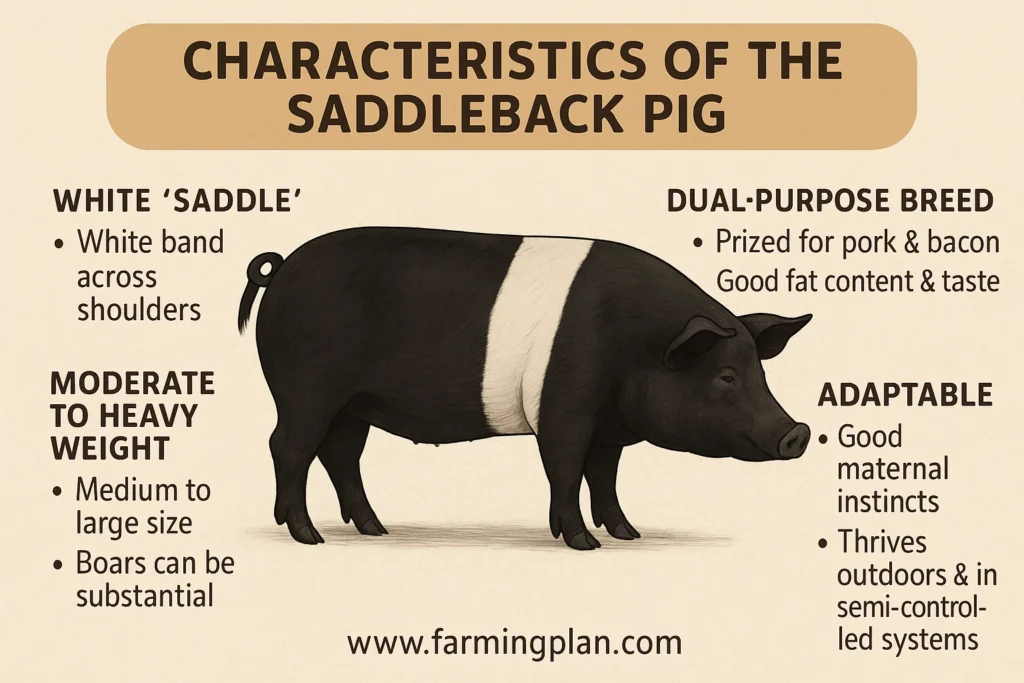 characteristics of the saddleback pig