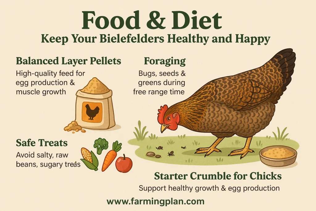food & diet of bielefelder kennhuhn chicken