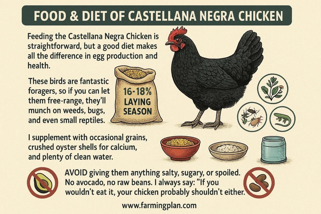 food & diet of castellana negra chicken