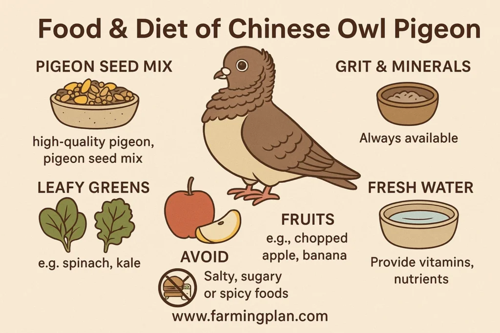 food & diet of chinese owl pigeon