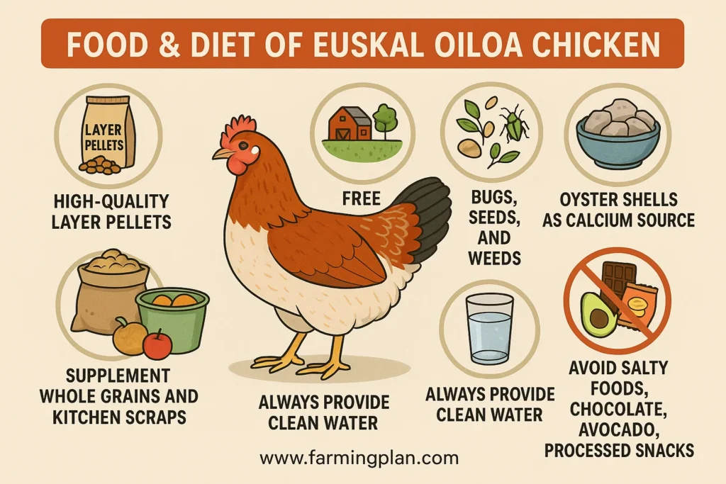 food & diet of euskal oiloa chicken