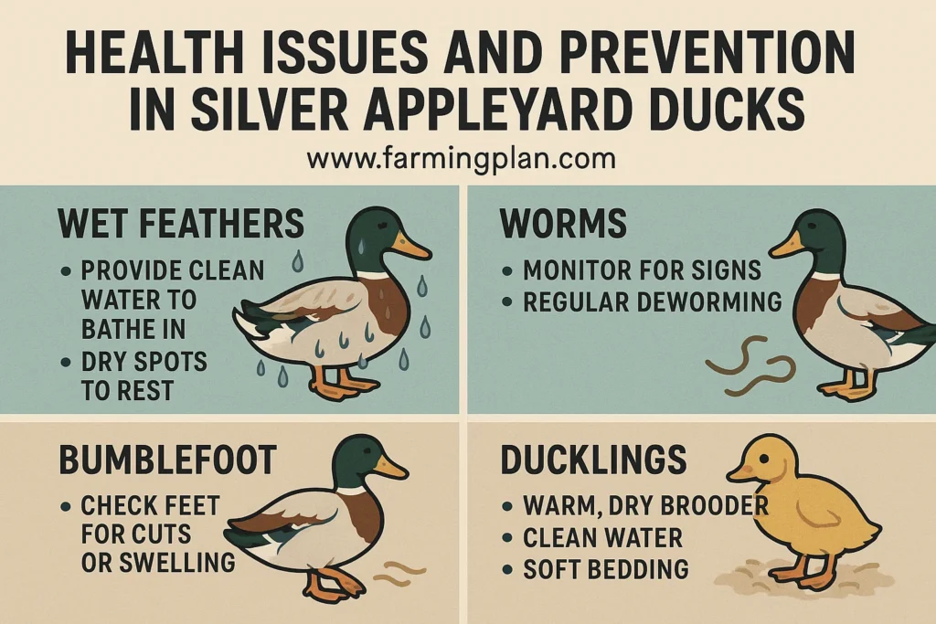 health issues and prevention in silver appleyard ducks