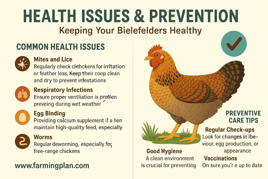 health issues and prevention of bielefelder kennhuhn chicken
