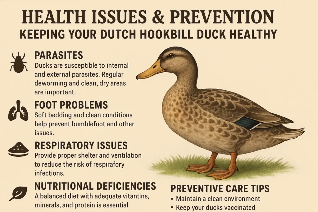 health issues and prevention of dutch hookbill duck