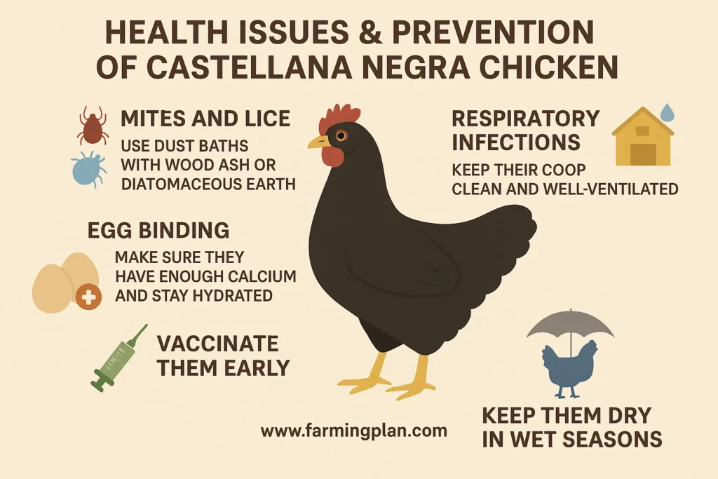 health issues & prevention of castellana negra chicken