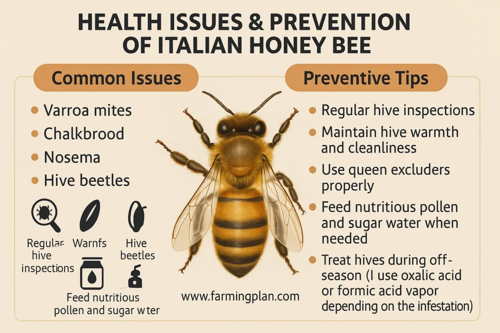 health issues & prevention of italian honey bee