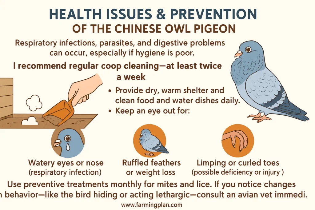 health issues & prevention of the chinese owl pigeon