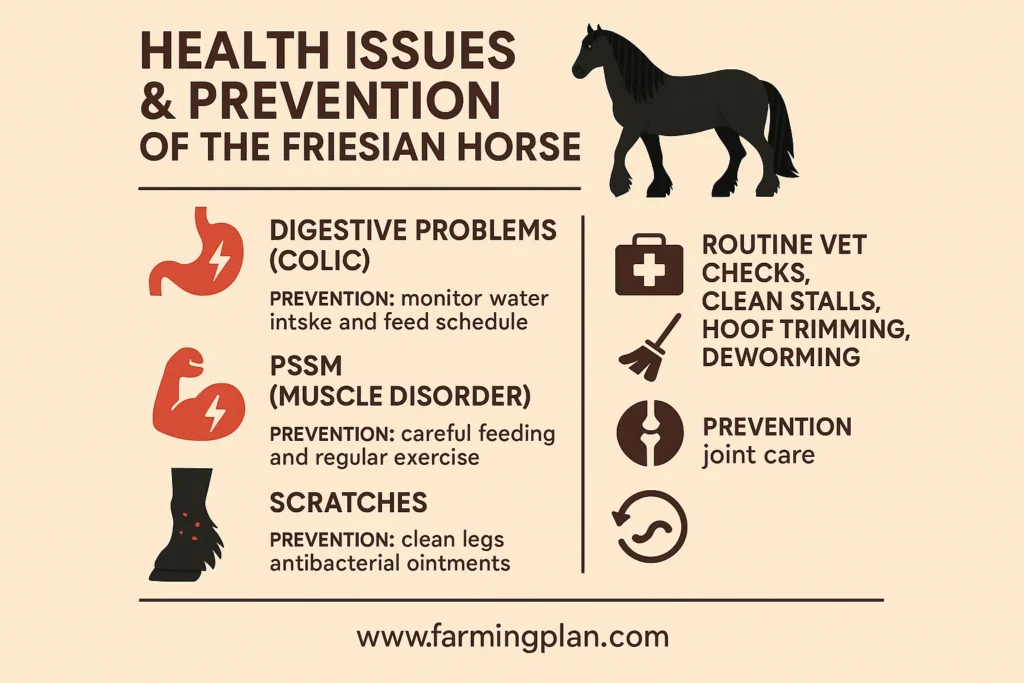 health issues & prevention of the friesian horse