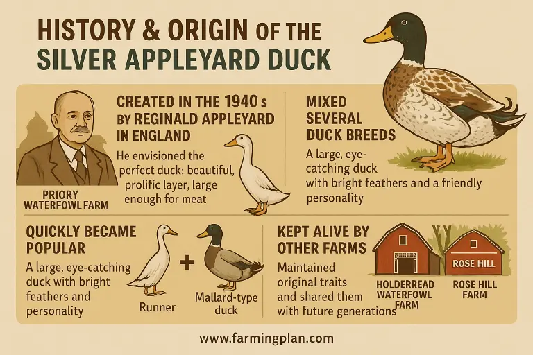 history and origin of the silver appleyard duck