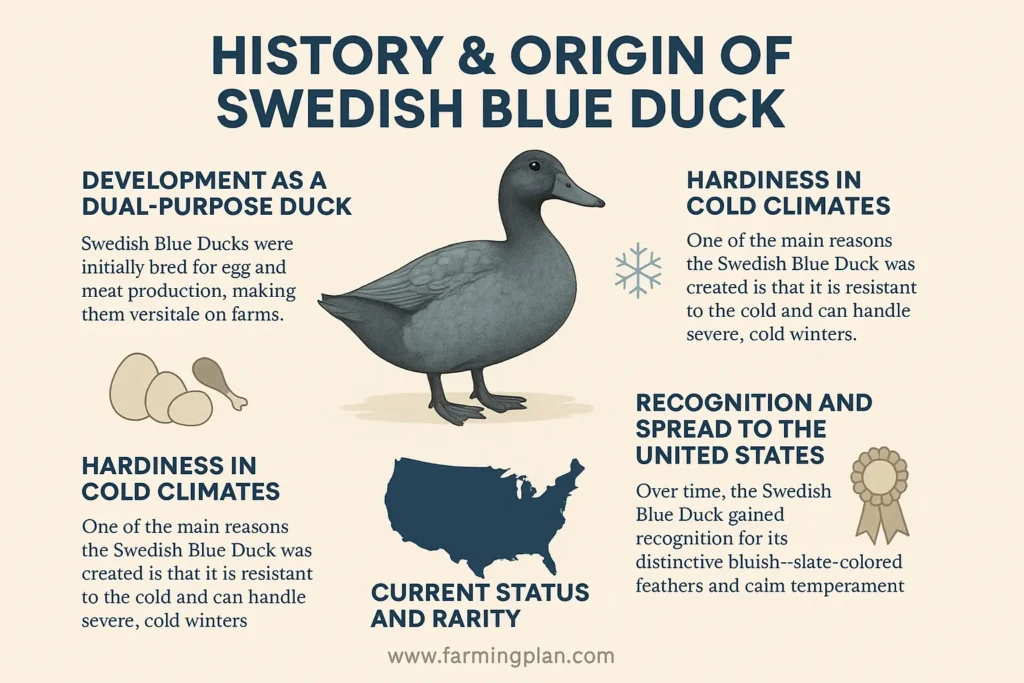 history and origin of swedish blue duck
