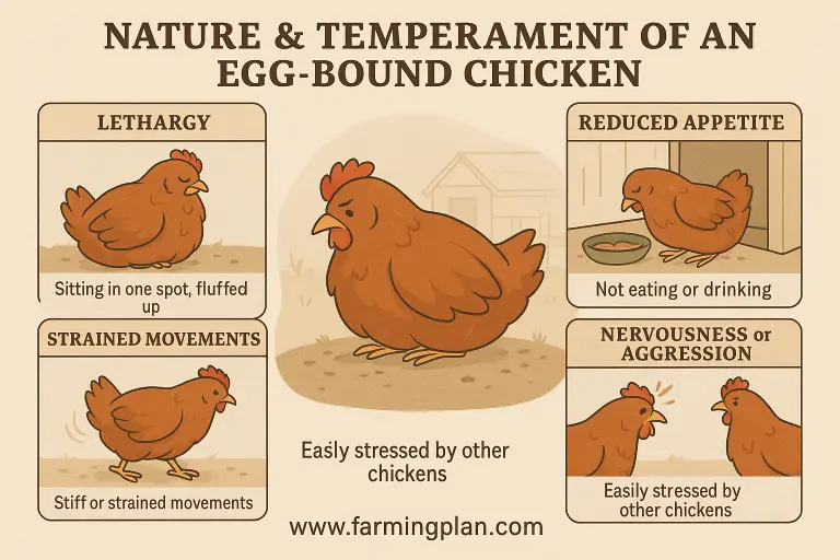 nature & temperament of an egg-bound chicken