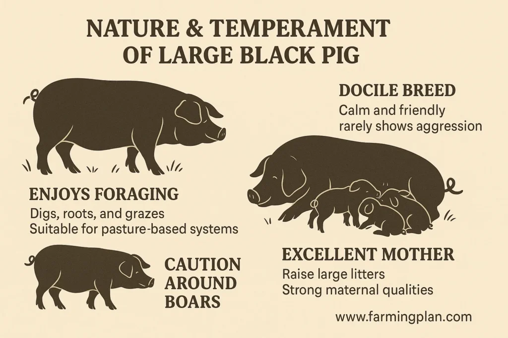 nature & temperament of large black pig